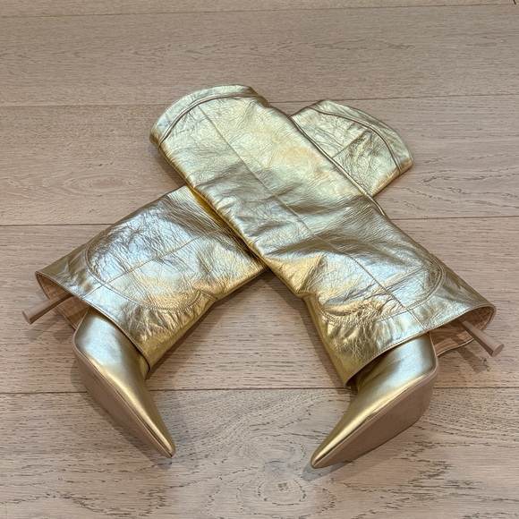 AGL Letizia Western Boot in Platino Gold Size 39 | New Without Box - Picture 7 of 13